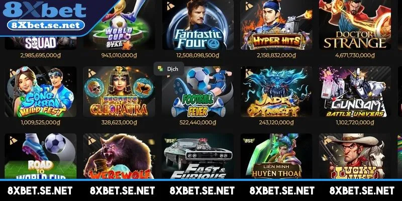 Một vài trò chơi nổ hũ 8xbet siêu nổi tiếng